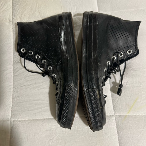 Converse John Varvatoes black leather high-top sneakers men’s 9 women’s 11 - Picture 4 of 8